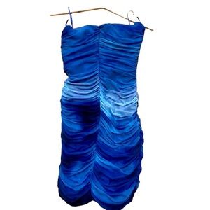ZARA blue ruched dress, strapless, size xs